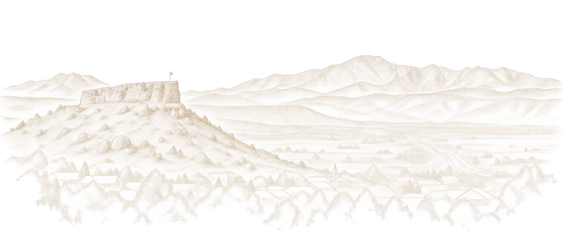 Illustration of Castle Rock and the surrounding mountain range